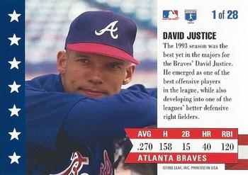 1994 Donruss - MVP #1 David Justice Back
