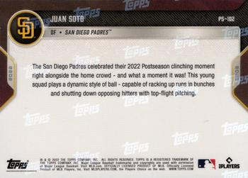 2022 Topps Now Postseason San Diego Padres #PS-102 Juan Soto Back