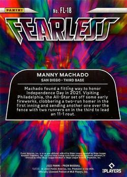 2022 Panini Prizm - Fearless #FL-18 Manny Machado Back