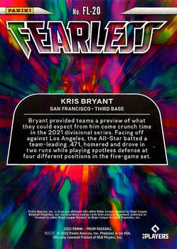 2022 Panini Prizm - Fearless #FL-20 Kris Bryant Back