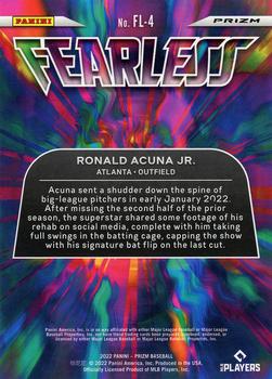 2022 Panini Prizm - Fearless Green Prizm #FL-4 Ronald Acuna Jr. Back
