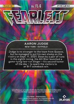 2022 Panini Prizm - Fearless Red Prizm #FL-6 Aaron Judge Back
