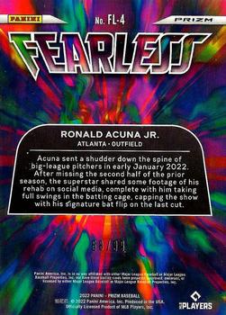 2022 Panini Prizm - Fearless Red Donut Circles Prizm #FL-4 Ronald Acuna Jr. Back
