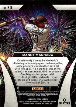 2022 Panini Prizm - Fireworks #F-9 Manny Machado Back
