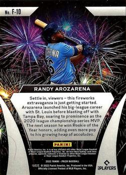 2022 Panini Prizm - Fireworks #F-10 Randy Arozarena Back