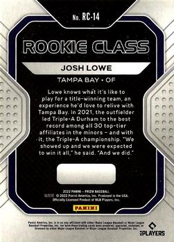 2022 Panini Prizm - Rookie Class #RC-14 Josh Lowe Back