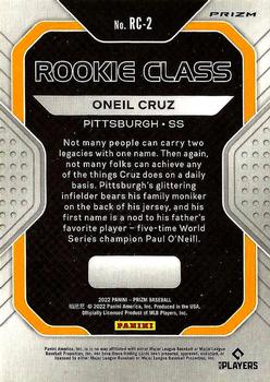 2022 Panini Prizm - Rookie Class Silver Prizm #RC-2 Oneil Cruz Back