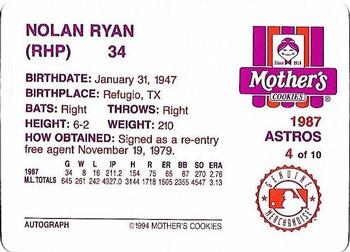 1994 Mother's Cookies Nolan Ryan Farewell #4 Nolan Ryan Back
