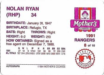 1994 Mother's Cookies Nolan Ryan Farewell #8 Nolan Ryan Back