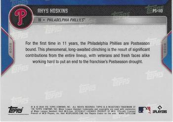 2022 Topps Now Postseason Philadelphia Phillies #PS-113 Rhys Hoskins Back