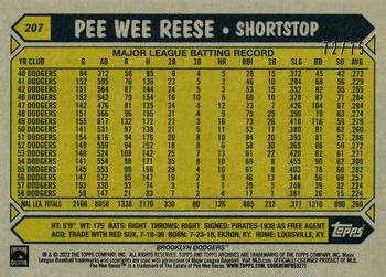 2022 Topps Archives - Red #207 Pee Wee Reese Back