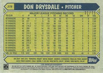 2022 Topps Archives - Red #278 Don Drysdale Back