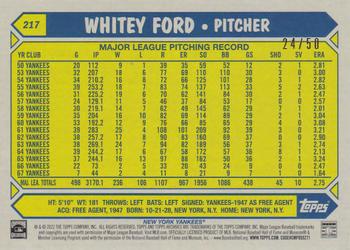 2022 Topps Archives - Red Hot Foil #217 Whitey Ford Back