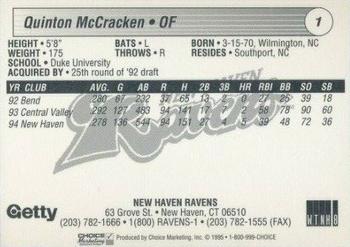 1995 Choice New Haven Ravens #NNO Quinton McCracken Back