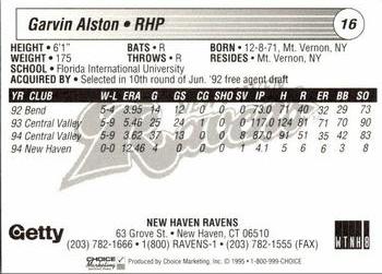 1995 Choice New Haven Ravens #NNO Garvin Alston Back