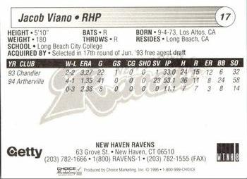 1995 Choice New Haven Ravens #NNO Jacob Viano Back