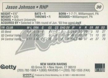 1995 Choice New Haven Ravens #NNO Jason Johnson Back