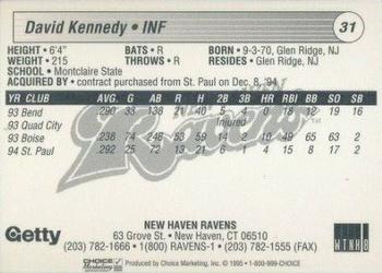 1995 Choice New Haven Ravens #NNO David Kennedy Back