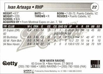 1995 Choice New Haven Ravens #NNO Ivan Arteaga Back