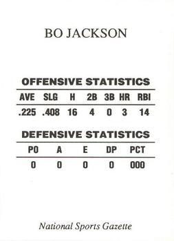 1992 National Sports Gazette (unlicensed) #NNO Bo Jackson Back