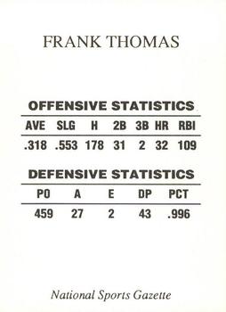 1992 National Sports Gazette (unlicensed) #NNO Frank Thomas Back