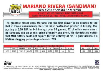 2022 Topps Archives - 1988 Topps Big Foil #88BF-28 Mariano Rivera Back