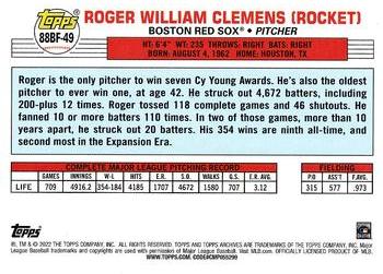 2022 Topps Archives - 1988 Topps Big Foil #88BF-49 Roger Clemens Back