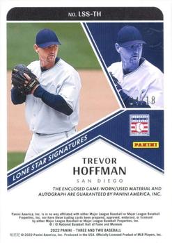 2022 Panini Three and Two - Lone Star Signatures #LSS-TH Trevor Hoffman Back