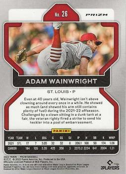 2022 Panini Prizm - White Wave Prizm #26 Adam Wainwright Back