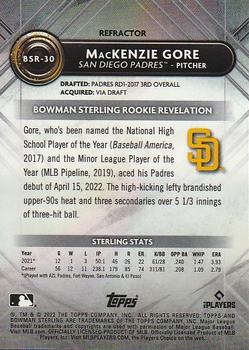 2022 Bowman Sterling - Refractor #BSR-30 MacKenzie Gore Back