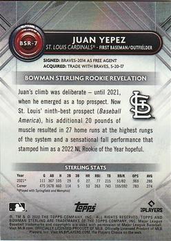 2022 Bowman Sterling - Gold Refractor #BSR-7 Juan Yepez Back