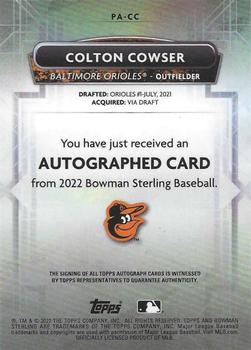 2022 Bowman Sterling - Prospect Autographs #PA-CC Colton Cowser Back