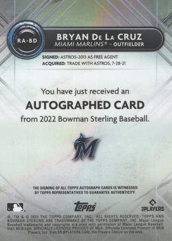 2022 Bowman Sterling - Rookie Autographs #RA-BD Bryan De La Cruz Back