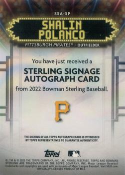 2022 Bowman Sterling - Sterling Signage Autographs Black Atomic Refractor #SSA-SP Shalin Polanco Back