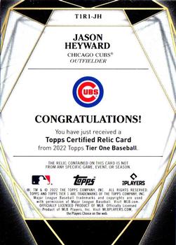 2022 Topps Tier One - Tier One Relics Design B #T1R1-JH Jason Heyward Back