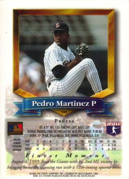 1994 Finest #101 Pedro Martinez Back