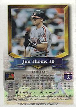 1994 Finest #102 Jim Thome Back