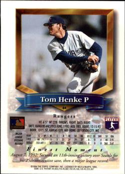 1994 Finest #64 Tom Henke Back