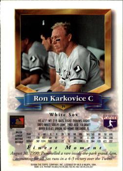 1994 Finest #71 Ron Karkovice Back