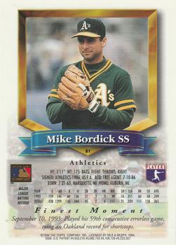 1994 Finest #81 Mike Bordick Back
