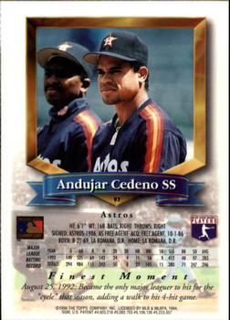 1994 Finest #97 Andujar Cedeno Back