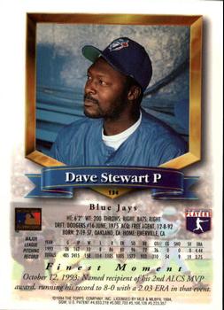 1994 Finest #134 Dave Stewart Back