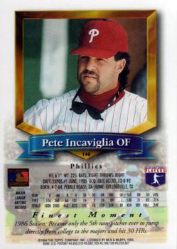 1994 Finest #140 Pete Incaviglia Back
