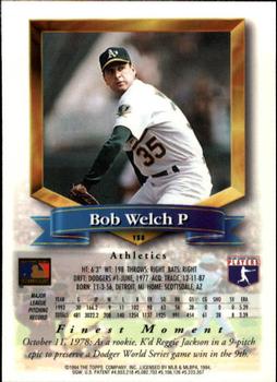 1994 Finest #158 Bob Welch Back