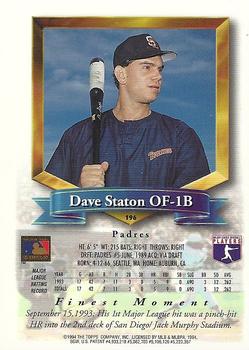 1994 Finest #196 Dave Staton Back