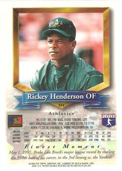 1994 Finest #223 Rickey Henderson Back