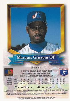 1994 Finest #229 Marquis Grissom Back