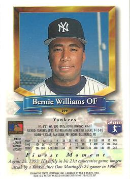 1994 Finest #279 Bernie Williams Back