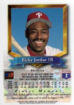 1994 Finest #297 Ricky Jordan Back