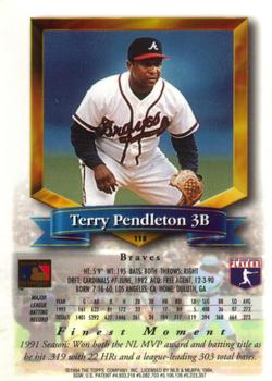 1994 Finest #118 Terry Pendleton Back